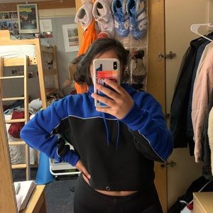 Cute blue & black cropped Hoodie